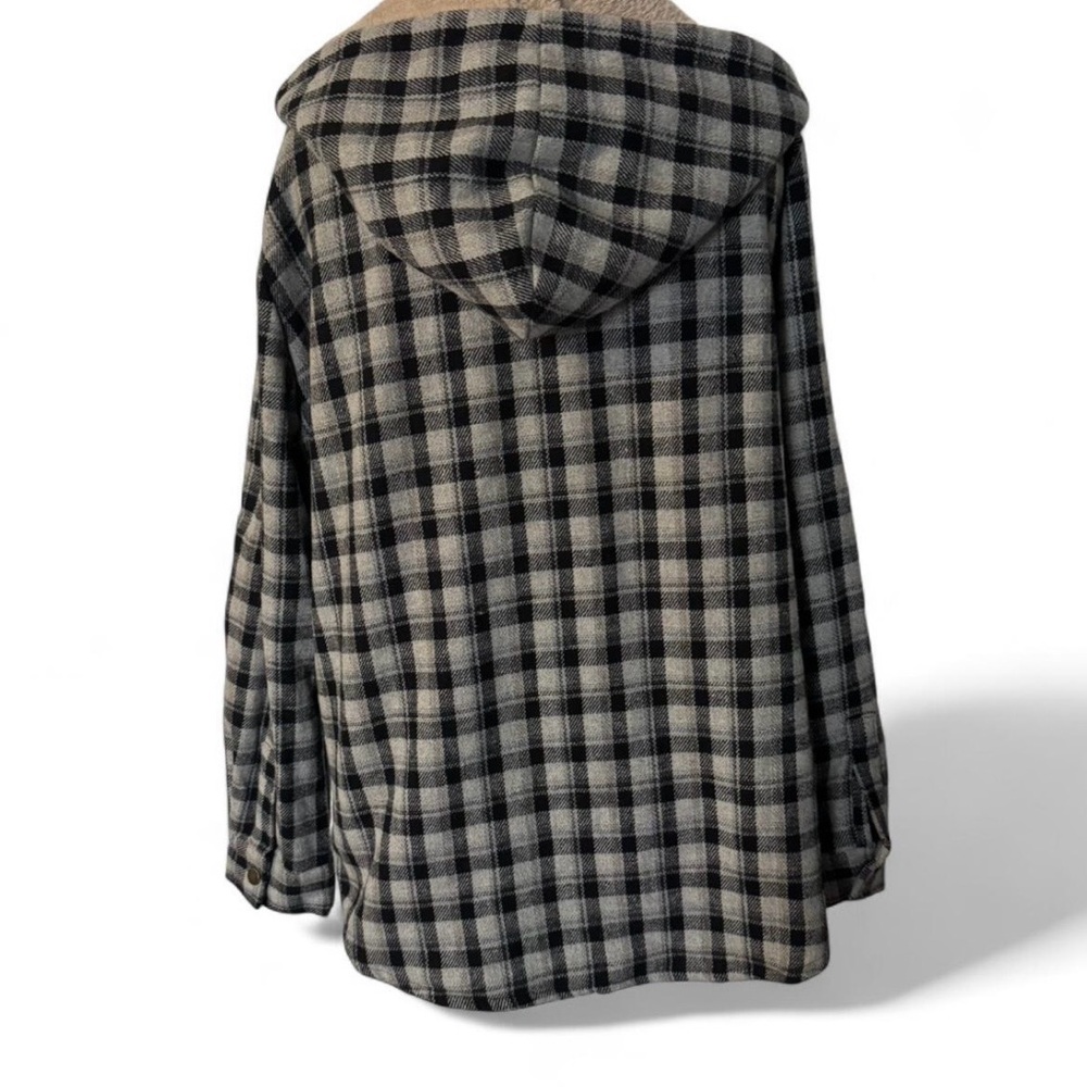 Plaid Hooded Jacket with Faux Fur Lining - Picture 4 of 4